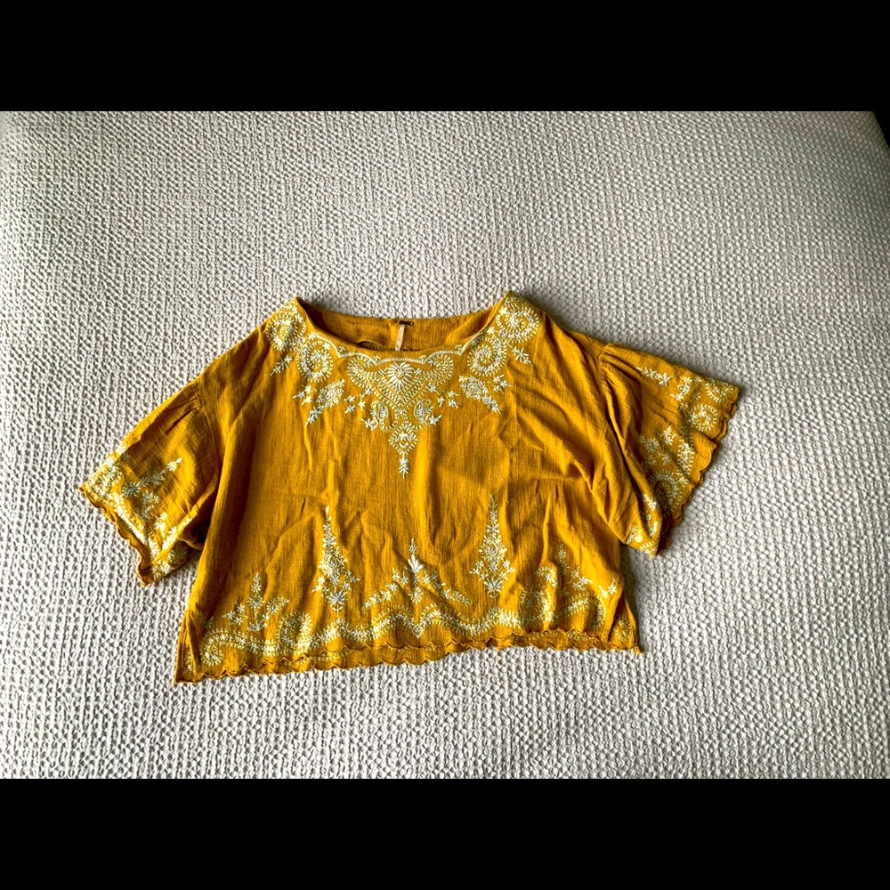 Mustard, boho, Free People crop